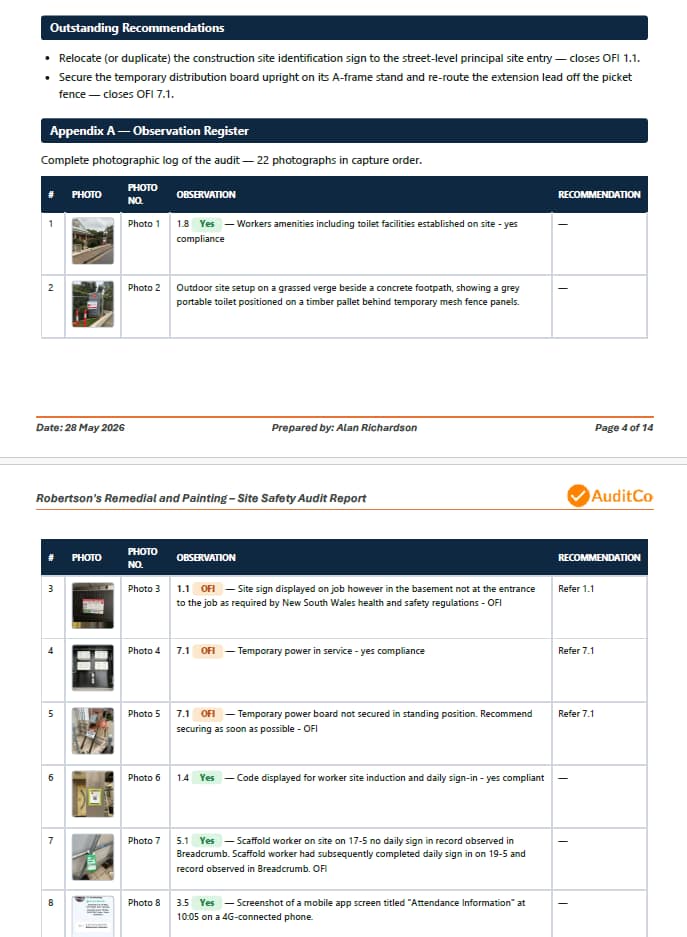 Branded audit report page